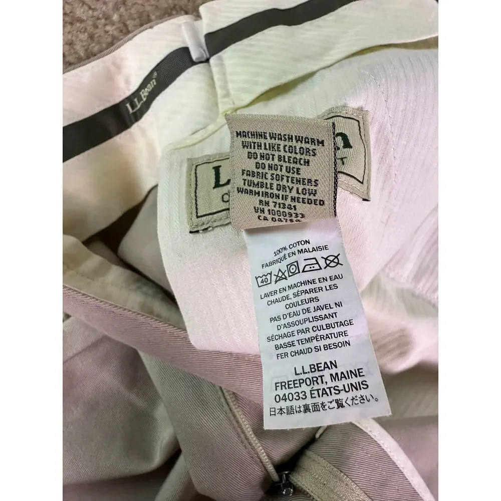 LL Bean Pants 38x31 Men's Comfort Fit Chino Khaki Wrinkle Free NWT D832
